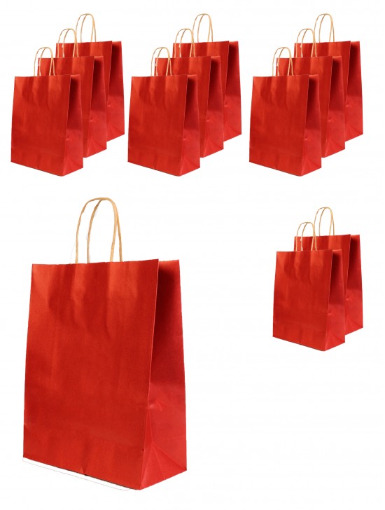 Solid Color Kraft Paper Gift Bags(12Pcs) 11"X8.7"X4.3"